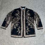 Soft Surroundings  Vintage 100% Wool Floral Embroidered Jacket Cardigan‎ Black XS Photo 1