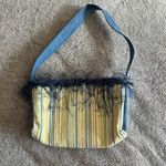 Handmade fabric green & blue striped fringe shoulder bag Photo 6