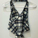 Altar'd State  blue white plaid halter style crop top size Medium Photo 2