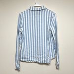 Reformation White and Blue Striped Button Down Shirt Linen Small Women Photo 6