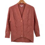 Bartolini Italy Rose Pink Alpaca Blend Crochet Knit Cardigan Sweater Size Small Red Photo 1