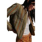 Free People NWT  Zandi Quilted Kantha Striped Olive Green Jacket Neutral Combo XS Photo 2