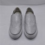 J Slides Perrie Low Top Sneakers Women's 7.5 Silver Leather Suede Comfort Shoes Photo 2