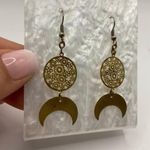Gold Dangle Earrings‎ Sun Moon Florals Photo 2