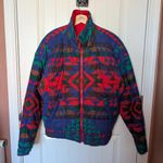 Vintage Andy Johns Women's Southwestern Patterned Puffer Coat Small Red/Blue Red Photo 0