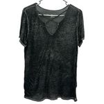 Flirtitude Black Gray Criss Cross V Neck Lightweight Semi Sheer Tee Womens XL Photo 4