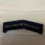 Brandy Melville Women's White Half Sleeve Knit Cropped Sweatshirt Top Size 2 Photo 2