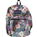 Jansport  Cross Town School Backpack With Front Pocket Grey Bouquet Floral Print Photo 13