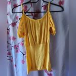 Chico's Pop Up Yellow Gold Link Off Shoulder Top Shirt Size Small Chico Photo 1