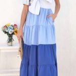 VICI  | Mariel Tiered Pocketed Puff Sleeve Midi Dress Photo 2