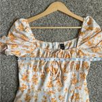 SheIn 🦋  Orange White Ditzy Floral Short Sleeve Midi Dress Leg Slit Casual Large Photo 7