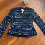 Rebecca Taylor Navy Lurex Tweed Peplum Jacket Photo 0