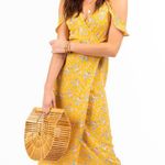 Francesca's Yellow Floral Midi Dress Photo 0