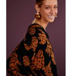 Farm Rio Women’s Black Brown Bananica Intarsia Crewneck Oversized Sweater XS Photo 3