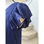 Sail To Sable Navy Pleat Flutter Sleeve Maxi Dress Photo 6