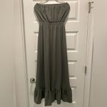 EXPRESS New  Olive Camo Green Midi Dress Strapless High Low Photo 2