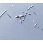 Boutique Fine 925 Sterling Silver Rhodium‎ Bar Staple Stud Earrings Photo 7