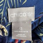 Chico's  3 US 16 18 Easy Button Shirt Print Silky Floral Top Navy Floral Pattern Photo 4