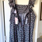 Selkie Garden Song Weekender Floral Ruffle Jumpsuit Black Pink Large NWT Photo 6