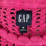 Gap Hot Pink Fuschia Cotton Crochet Ruffle Sleeveless Sheer Sweater Top Sz M Photo 3