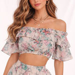 Walter Baker  Sienna Floral Off the Shoulder Crop Top Size M NWT‎ Photo 0