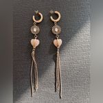 Free People Elegant Gold and Pink Heart Drop Earrings Photo 5