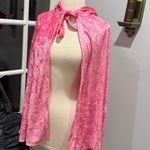 Pink Crushed Velvet Hooded Festival Cape Photo 1