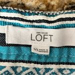 Loft Ann Taylor  Womens Shorts 10 Blue Midnrise  Riviera Boho Aztec Tassels Tribe Photo 5