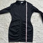 superdown Dress Colette Ruched Shirt Dress Mini Long Sleeve Plunge Neck Black M Photo 10