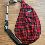 KAVU Red Black Plaid Rope Bag Americana Sling Backpack Crossbody Photo 0