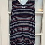 Old Navy  Women’s Linen Blend Multi Color Striped Dress Side Pockets Size Medium Photo 10