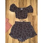Hollister  Floral Ruffle Ribbed Tie Cropped Top Shorts‎ Outfit XS Aerie Skirt Lot Photo 2