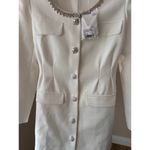 NEW NWT Self Portrait White Crepe Diamante Trim Mini Dress size 4 Small Photo 9