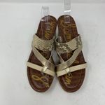 Sam Edelman Raleigh 9 Gold Metallic Snake Print Leather Strappy Wedge Espadrille Photo 3
