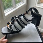 Lulus Finu Black strappy ankle wrap Heeled Sandals Shoes nwt 7.5 Photo 1