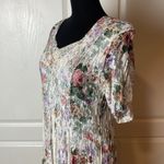 80s VINTAGE PLEATED MODEST FLORAL COTTAGE CORE CHURCH DRESS Blue Photo 3