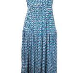 Maeve by Anthropologie SZ S Mabel Halter Maxi Dress Green Blue Tan Geo Print Photo 1