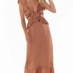 Show Me Your Mumu Zoey Midi Wedding Guest Bridesmaid Dress Copper Luxe Satin M Photo 0
