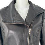 DKNY Black Lamb Skin Leather Biker Moto Zip Jacket Size Small Motorcycle Photo 3