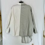 Haute Rogue  Split Striped Button Up Shirt Woman’s Small Gray/White Photo 5