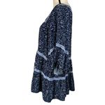 Free People Medium Tunic Top Floral Square Neck 3/4 Bell Sleeves Tiered Peasant Photo 6