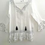 Bohemian Kaftan swim cover up White Blue S/M bell sleeves NEW Size undefined Photo 0