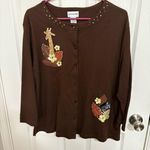 Breckenridge VINTAGE  Brown Cardigan With Zebras and Giraffes Photo 0