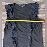 Veronica Beard  Pima Cotton Short Sleeve Ruffle Crew Neck Tee Shirt‎ Black Medium Photo 9