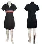 EXPRESS  Black Dress Rainbow Striped Short Sleeve Polo Style Size Medium VINTAGE Photo 8