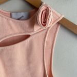 COPERNI Asymmetric Flower Knit Mini Dress in Peach Pink Photo 4