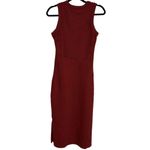 Kaileigh Caroline Knit Fitted Ribbed Sleeveless Midi Dress Textured Red NWOT M Photo 3