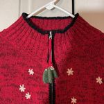 Coldwater Creek  Red Knit Ugly Holiday Sweater Cardigan Winter Activities Medium Photo 2