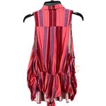 Free People  Mackenzie Shirt Womens S Red Pink Striped Sleeveless Wrap Button Top Photo 4