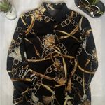 SheIn Elegant Black and Gold Chain Print Blouse Photo 6